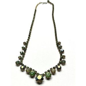 Vintage Karu Green Rhinestone Necklace